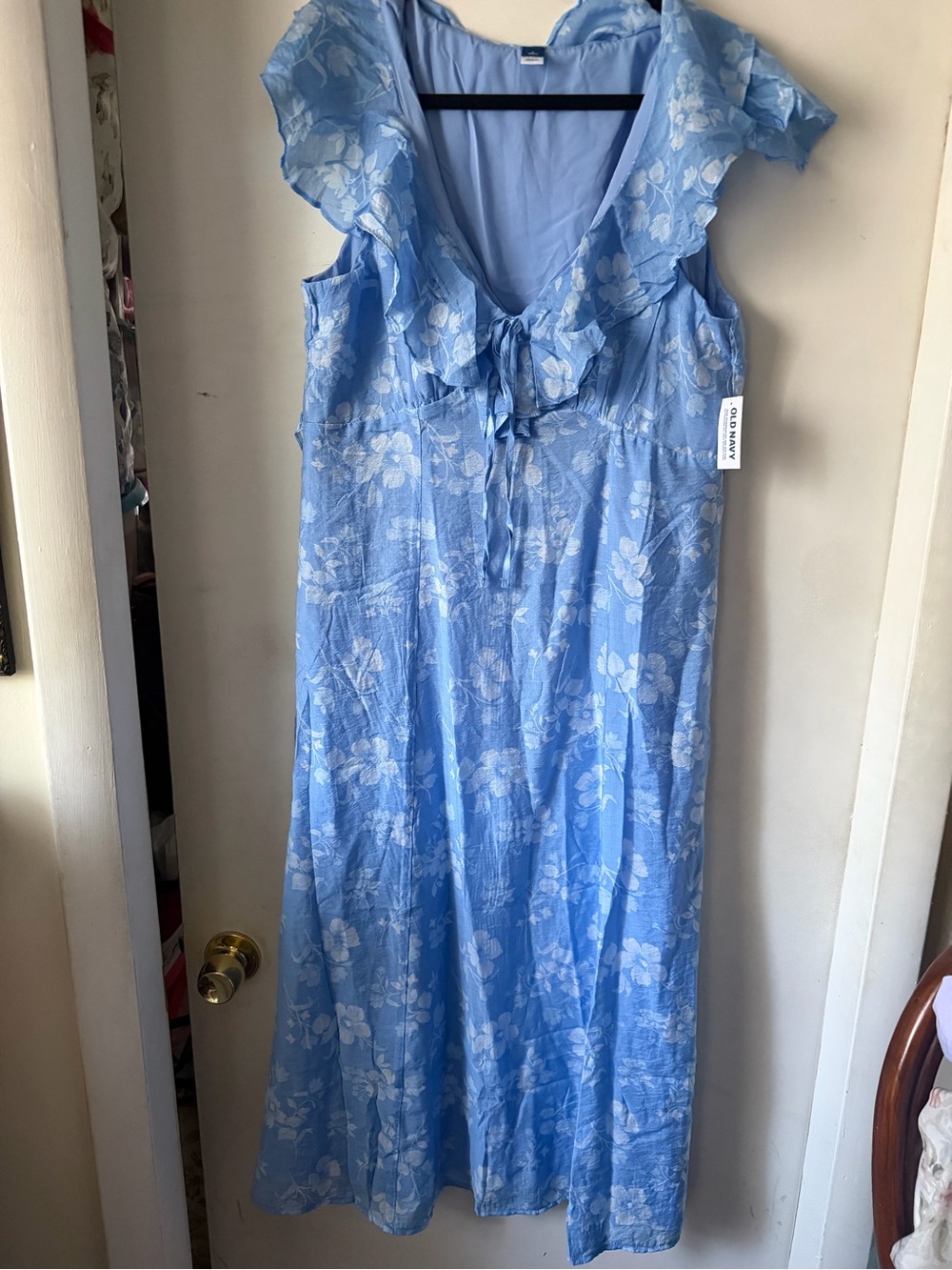 Old Navy Women’s Light Blue Floral Ruffle Dress size large tall